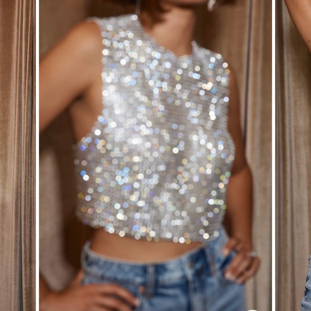 SHE'S A GEM SILVER RHINESTONE TANK